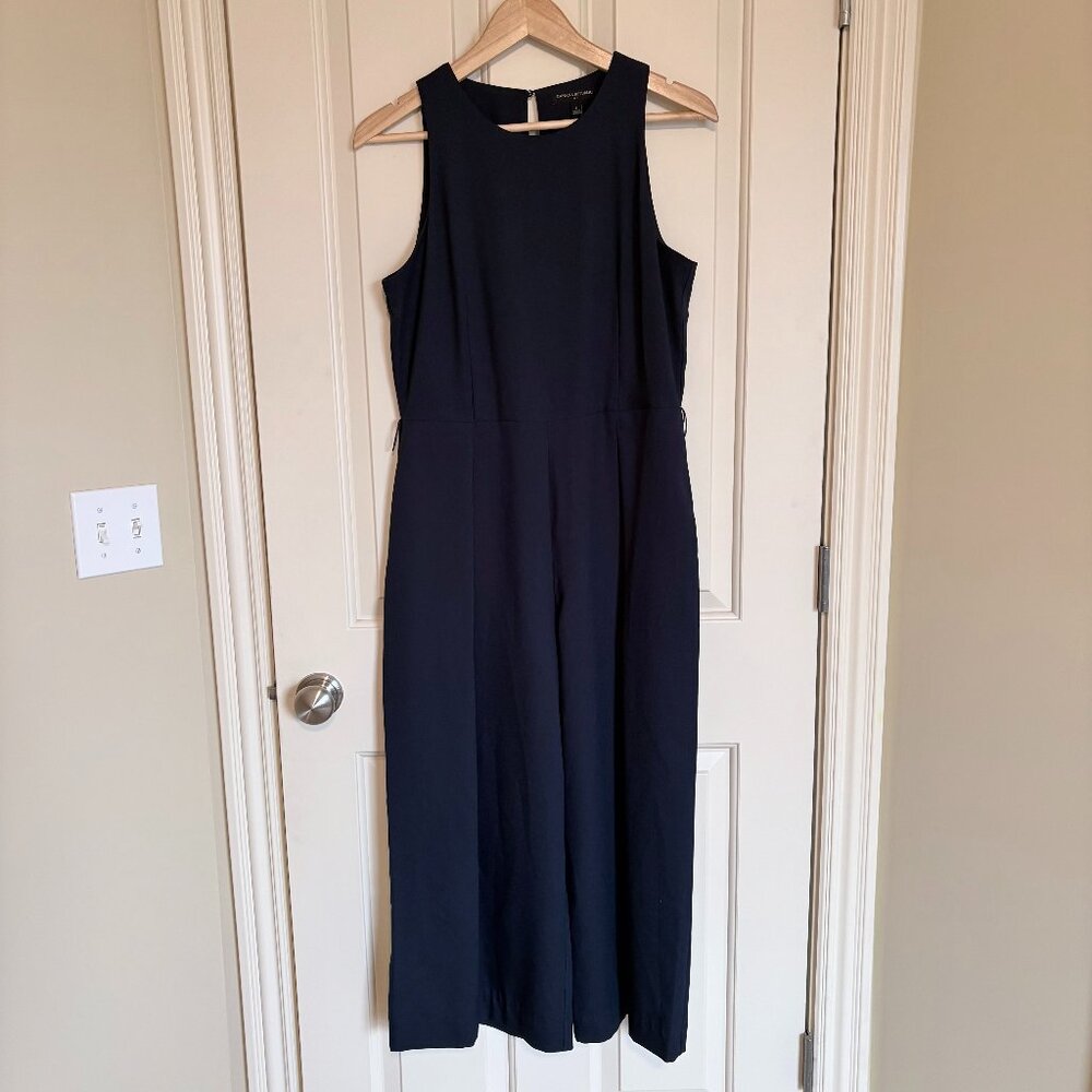 Banana Republic Navy Blue Wide Leg Jumpsuit Women’s 8 Sleeveless Minimalist